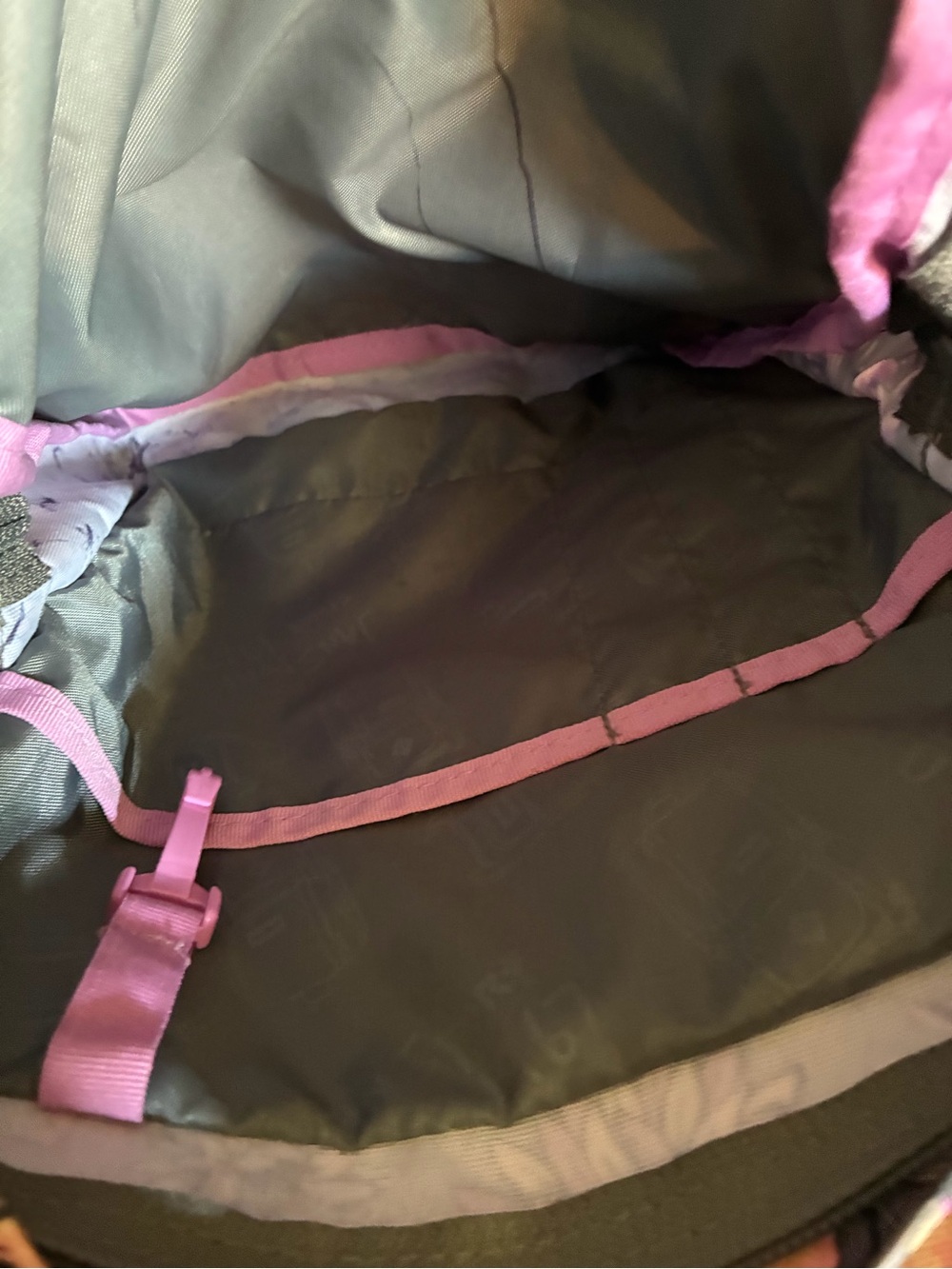 JanSport Gray Floral Backpack with Pink and Purple Flowers - Picture 7 of 8